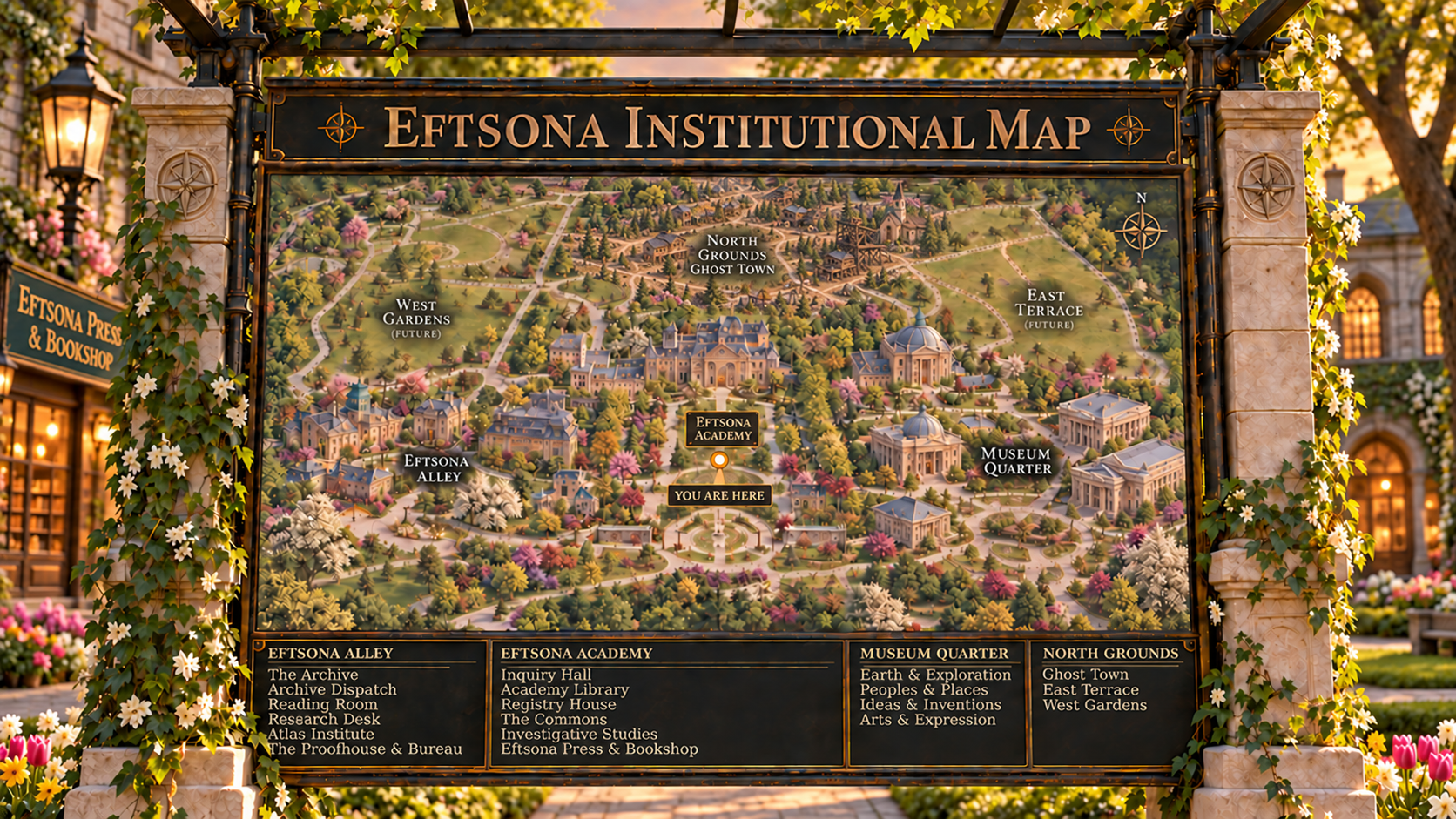 Eftsona Institutional Map of the Academy, Alley, Museum Quarter, North Grounds, East Terrace and West Gardens